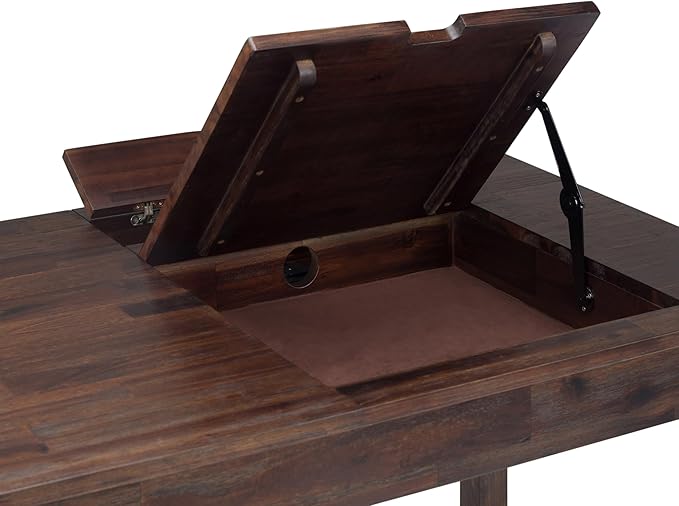 SIMPLIHOME Monroe Desk - 60-Inch Wide Solid Acacia Wood Writing Desk in Distressed Charcoal Brown, Rustic Contemporary Home Office Computer Table with Storage and Built-In USB and Power Outlet