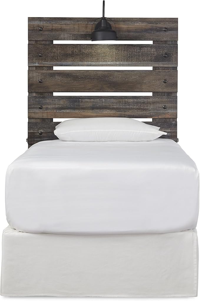 Signature Design by Ashley Drystan Rustic Panel Headboard ONLY with USB Charging Stations, Twin, Brown