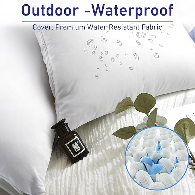 Pack of 4 20x20 Outdoor Pillow Inserts, Water Resistant Throw Pillow Inserts, Cushion Inner Pads for Patio, Furniture, Sofa, Bed, Living Room, Garden Decorative Waterproof Pillow Inserts