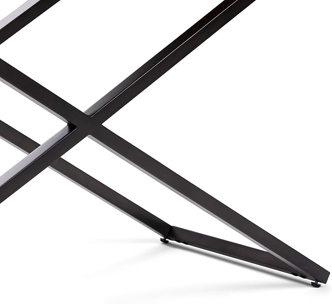 SIMPLIHOME Damien SOLID AGED ELM WOOD and Metal 50 inch Wide Modern Industrial Console Table in Distressed Natural Elm for the Living room Entryway and Bedroom