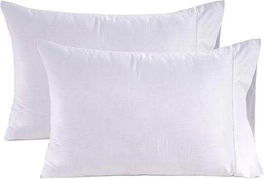 LANE LINEN Queen White Pillow Cases Set of 2 100% Egyptian Cotton 1000 Thread Count Sateen White- Perfect for Home Hotels & Hospital Use Standard Size