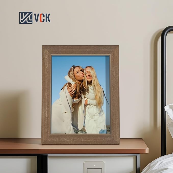 VCK 8.5x11 Brown Picture Frames 3 Pack, High-End Wood Wide Border Poster Frame,Tabletop & Wall Hanging, Multi-Directional Display Family Photos, Office Prints, Studio/Gallery/Home Artwork