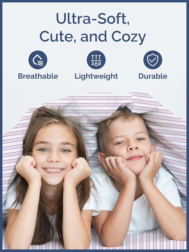 Kids Pink Stripes Full 4 Piece Sheet Set - Boys, Girls, Teens, Toddler - Easy Fit, Deep Pockets - Breathable, Hotel Quality Sheets - Machine Washable & Wrinkle Free - Cute, Cozy & Soft - CGK Linens
