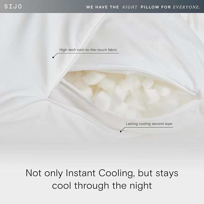 Sijo FlexCool Shredded Memory Foam Pillow - Adjustable Bed Pillow with Cooling Surface - Good Housekeeping 2025 Bedding Award Winner - Medium Firm Perfect for Back, Side, Stomach Sleepers (King)
