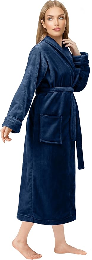 NY Threads Premium Womens Robe, Plush Fleece Long Bath Robe for Women, Fluffy Soft Women's Bathrobe