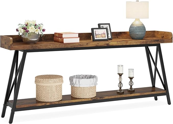 Tribesigns 70.9 inch Extra Long Console Table Behind Couch, Rustic Industrial Sofa Table for Living Room, Narrow Entryway Hallway Long Bar Table