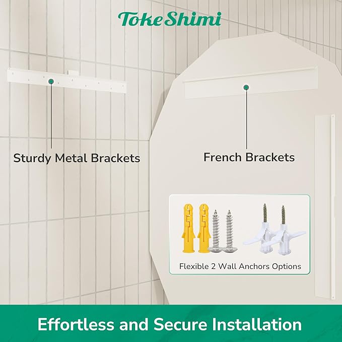 TokeShimi 30x36 Beveled Bathroom Mirror Frameless Stylish, Irregular Wall Mirrored, Shatterproof Decorative Oval Bathroom Vanity Mirror Modern Round for Living Room, Entryway, Restroom