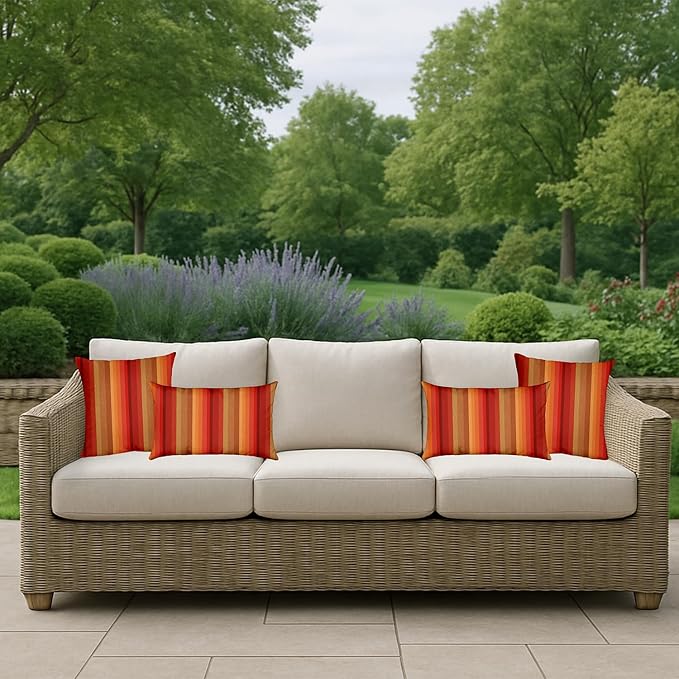 RSH DECOR: Sunbrella Square Throw Pillows Set of 2 | 20" x 20" | Water and Fade-Resistant Performance Fabric | Outdoor Pillow Covers with Down-Alternative Inserts | Astoria Sunset