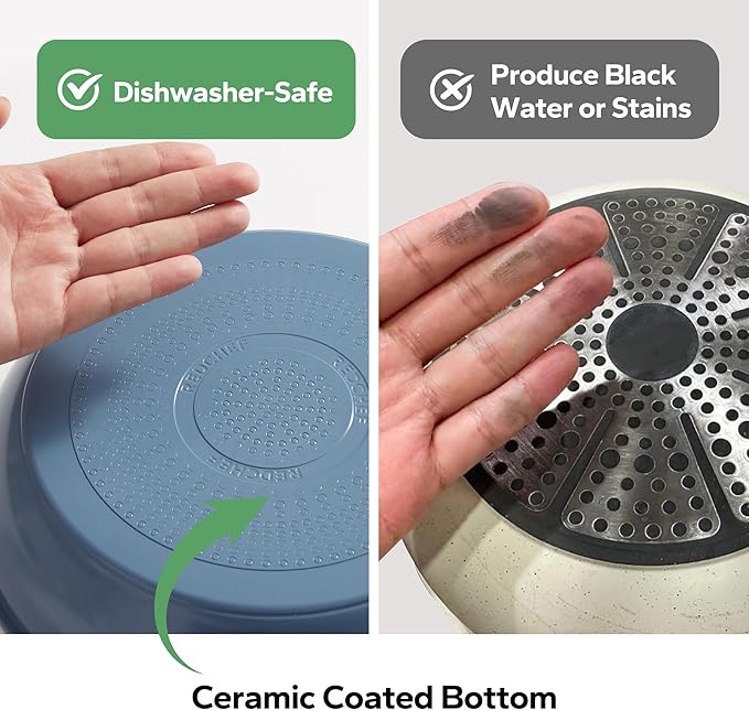 Redchef 16pcs Ceramic Nonstick Pots and Pans Set, Kitchen Cookware Set with Removable Handle, Non Toxic Cookware Set, PFAS PFOA & PTFE Free, RV Ceramic Cookware for Camping, Dishwasher/Oven Safe