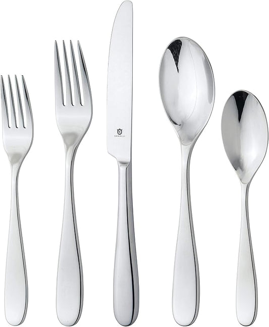 Silverware Set for 8 – 18/10 Stainless Steel Flatware, Mirror Polished, Dishwasher Safe, Heavy-Duty, Rust Resistant, Elegant Tableware (40-Piece Set, Fidenza)