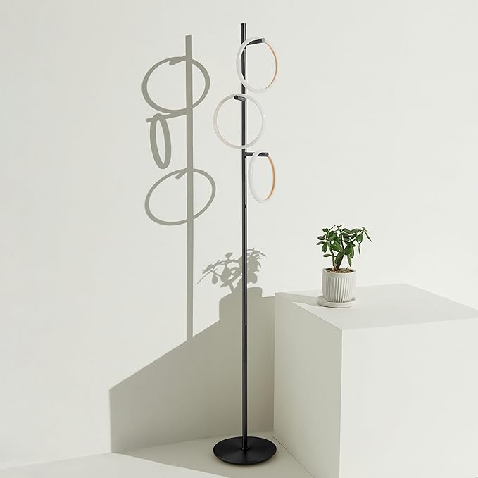 Brightech Saturn LED Tree Floor Lamp - Unique Design Matches Modern and Contemporary Decor - 3 Light Standing Pole Lamp- Tall Light for Living Room, Bedroom, and Office - Black