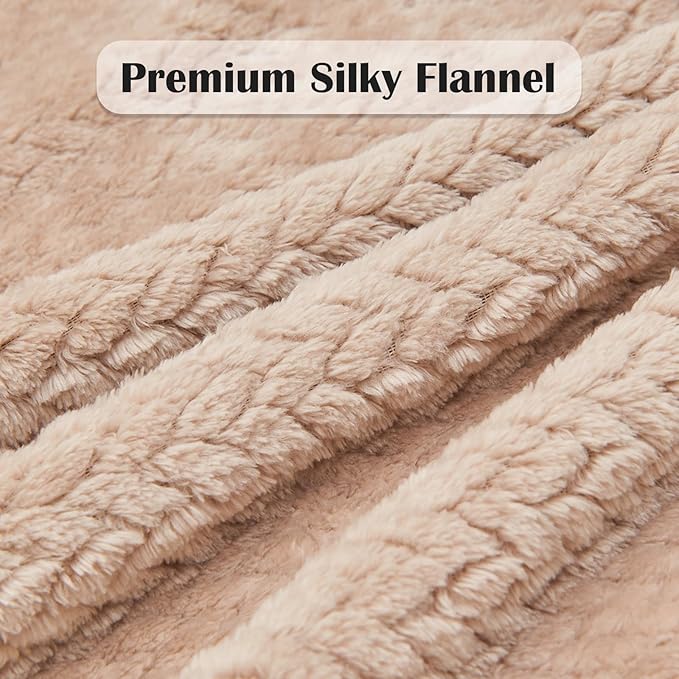 NEWCOSPLAY Super Soft Throw Blanket Taupe Premium Silky Flannel Fleece Leaves Pattern Lightweight Bed Blanket All Season Use (Taupe, Throw(50"x60"))