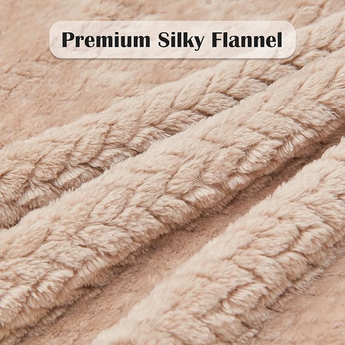 NEWCOSPLAY Super Soft Twin Blanket Taupe Premium Silky Flannel Fleece Leaves Pattern Lightweight Bed Blanket All Season Use (Taupe, Twin(60"x80"))