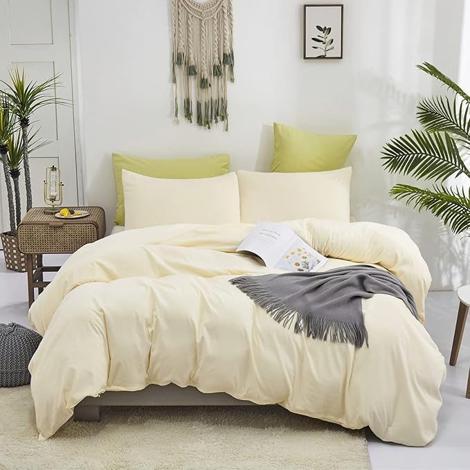 Luxlovery Beige White Comforter Set King Size Beige Ivory Bedding Set Solid Color Cream Off White Blanket Quilts Soft Breathable Ivory White Light Color Comforter Women Men