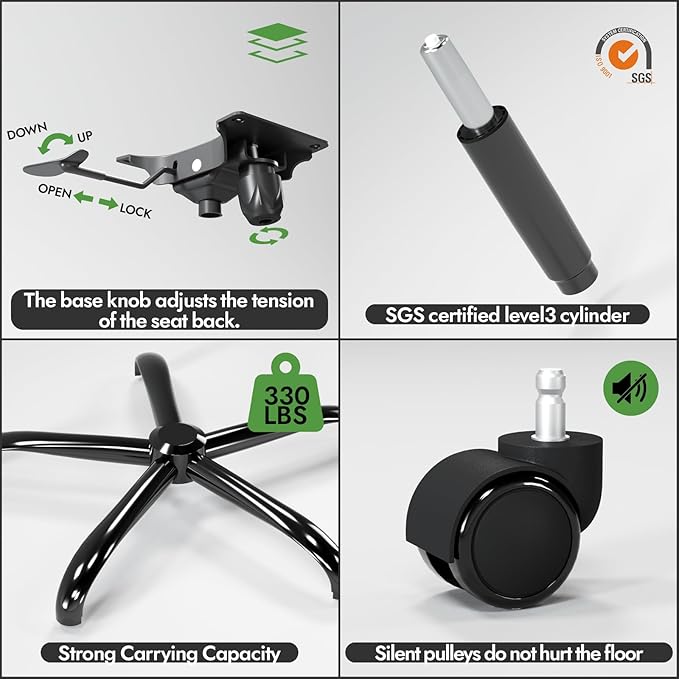 Ergonomic Office Chair - X-Shaped Computer Desk Chair Comfy, Gaming Chair, Office Chair with Lumbar Support, Mesh Office Chairs with Headrests, Desk Chair for Long Hours (Black Blue)