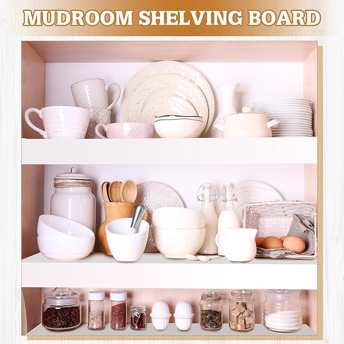 Hoolerry 5 Pcs Wire Shelf Covers Foamed PVC Wire Rack Covers for Removable Closet (Not Wood) Pantry Shelves for Cabinet Bathroom Kitchen Shelving Decoration(White,31x12 Inch)