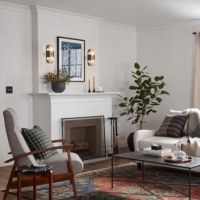 13.8 inch Matte Black Alabaster Sconces,Indoor Marble Wall Sconces, Alabaster Sconce for Living Room Modern Alabaster Sconces Wall Lighting for Bathroom Dining Room, Stairs, Bedroom