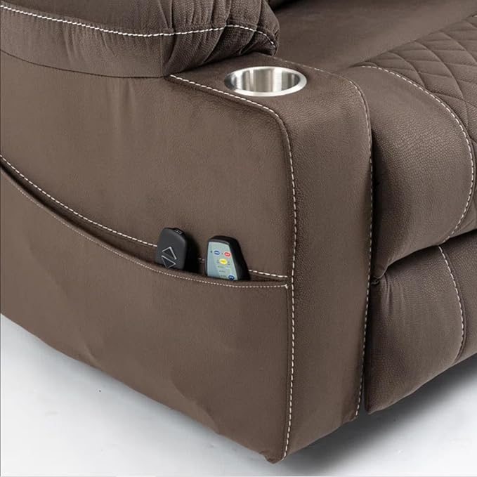 Lay Flat Power Lift Recliner, Heavy Duty Recliners 400lb Extra Big, Lift Recliner with Heat and Massage for Elderly, A Tall Fat Person, Lazyboy Sleeping (Velvet Brown)