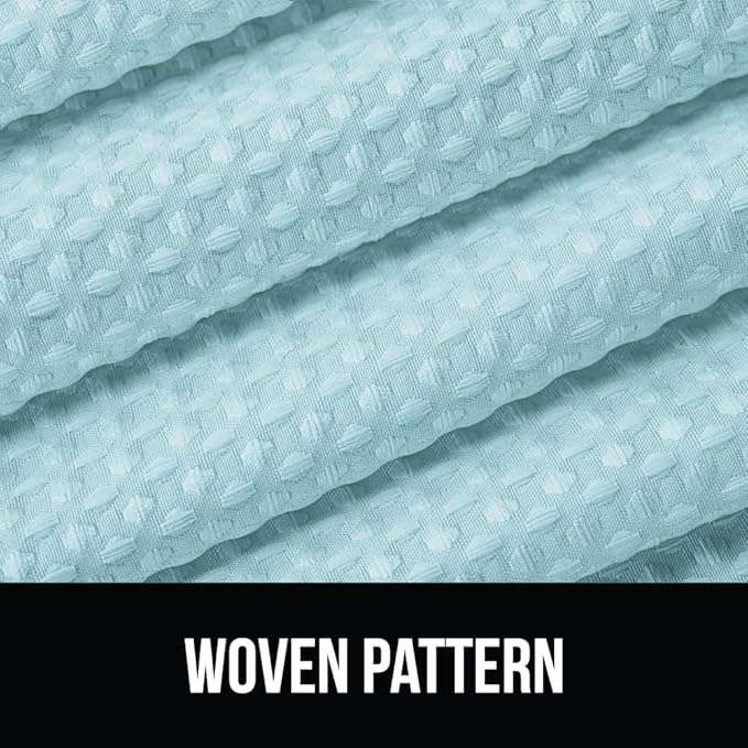 GORILLA GRIP Waffle Shower Curtain, Thick Weighted Fabric, Wrinkle and Rust Resistant, Classic Hotel Quality Design, Heavy Duty Long Curtains for Bathroom Showers Bath Tubs Machine Wash 72x72 Spa Blue