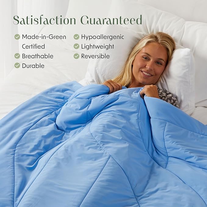 Springtree Home Luxury Viscose from Bamboo Blanket & Comforter | Oversized Viscose from Bamboo Throw Blanket- 50" x 70" | Cooling Blanket & Comforter | Breathable & Lightweight | Throw - Cool Blue