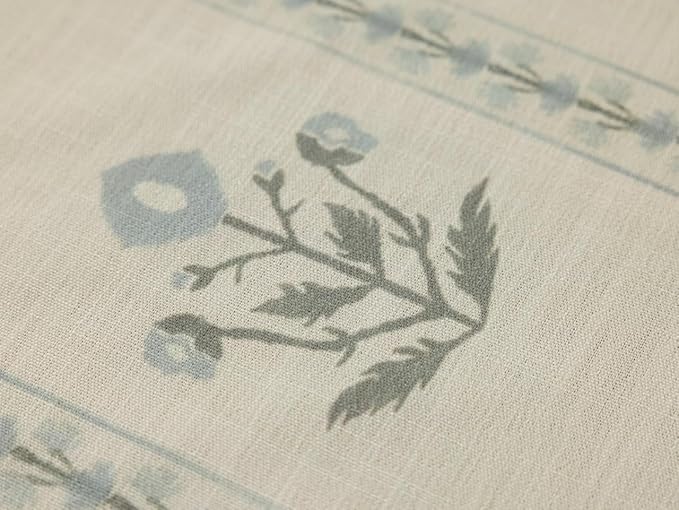 DrapePalette-Linen Blend Pinch Pleated Curtains for Living Room, Bedroom, Dining Room-Light Filtering Curtains 1 Panel - Floral Printed Design - Antique White, 52" W x 96" L