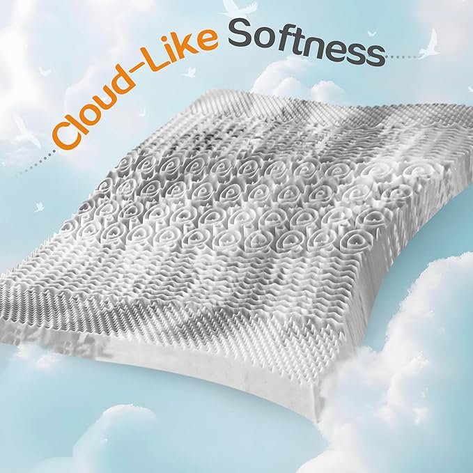 SINWEEK 2 Inch Mattress Topper 5-Zone Memory Foam Mattress Topper Pressure Relieve Soft Mattress Pad, CertiPUR-US Certified, King Size, Gray