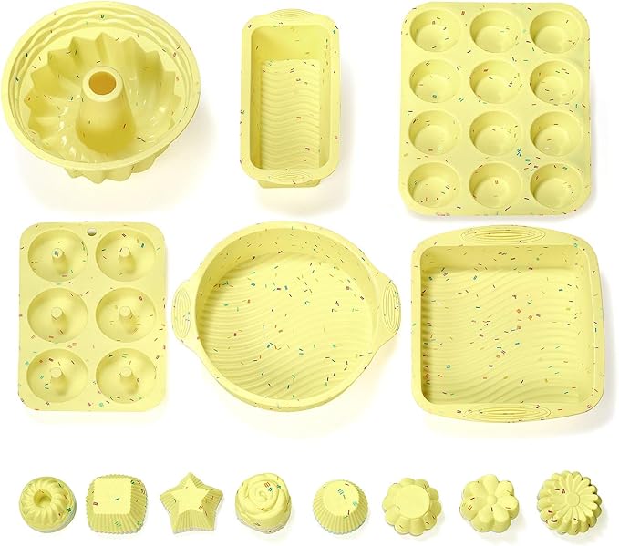 46PCS Silicone Bakeware Set Cake Molds Set For Baking, Including Baking Pan, Cake Mold, Cake Pan, Toast Mold, Muffin Pan, Donut Pan, And Cupcake Mold Silicone Baking Cups Set