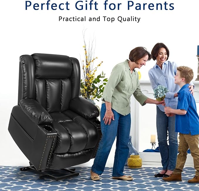 Small Power Lift Chairs Recliners for Petite Elderly, 3 Position Lift Recliner Chair for Small Space, Heating and Massage, USB-A USB-C, Cup Holder, Side Pocket Black