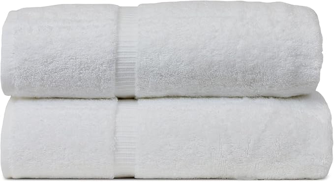 Luxury Hotel & Spa Collection Highly Absorbent, Quick Dry 100% Turkish Cotton 700 GSM, Eco Friendly Towel, for Bathroom Dobby Border Soft Bath Towel Set 27 X 54 (White, Bath Towels - Set of 2)