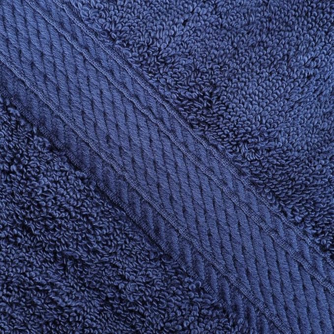Superior Egyptian Cotton Pile Bath Towel Set of 2, Ultra Soft Luxury Towels, Thick Plush Essentials, Absorbent Heavyweight, Guest Bath, Hotel, Spa, Home Bathroom, Shower Basics, Navy Blue