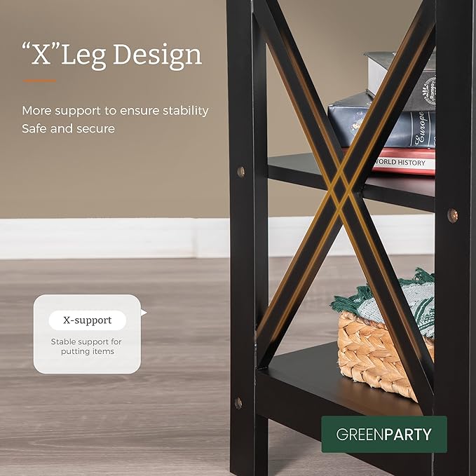 Side Tables, Small End Table Set of 2 for Living Room,Modern Nightstands for Bedroom,Wood Side Table,Black