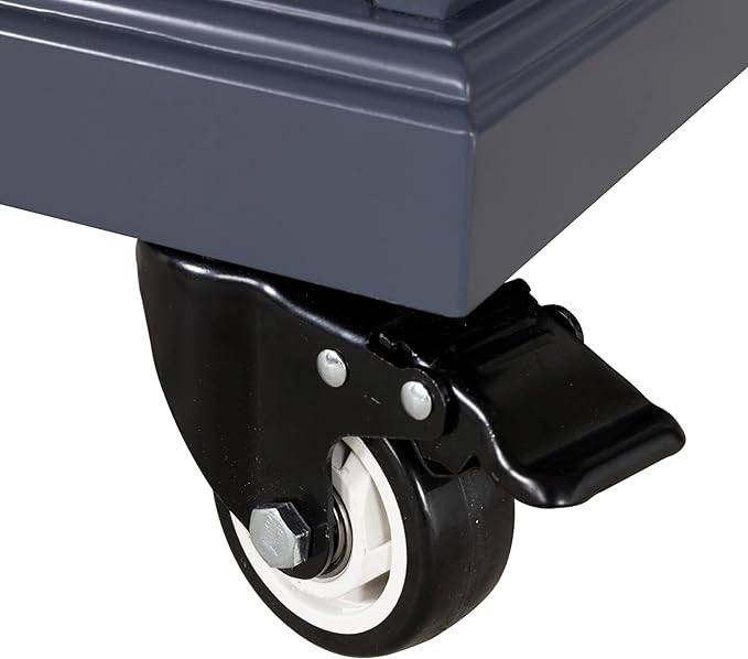 Generic Cambridge Mobile Kitchen Island on Wheels with Storage and Wood top, Rolling Island with Spice Rack and Towel Holder, 60.5 Inch Width Island Table for Kitchen, (Blue), Large