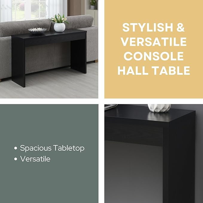 Convenience Concepts Northfield Hall Console Table 48" - Modern, Minimalist Narrow Sofa Display Accent for Contemporary Living Room, Entryway, or Hallway, Black