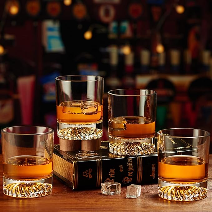 Whiskey Glasses Old Fashioned Glasses Set of 4 12oz Rocks Glasses Gift for Men Women Drinking Bourbon Scotch Cocktails Rum Cognac Vodka at Home Bar