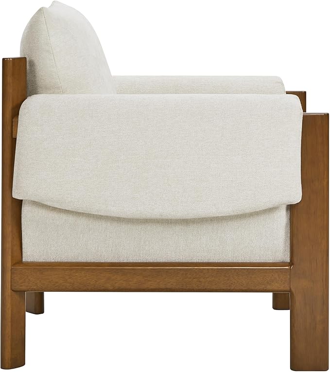 CHITA Accent Chair, Mid Century Modern Fabric Upholstery Armchair for Living Room, Solid Wood Frame, Fabric in Linen