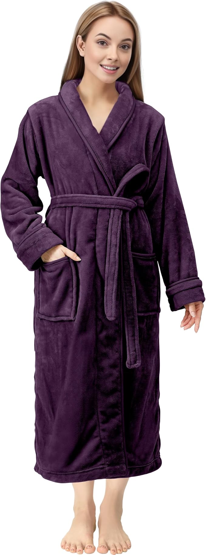 NY Threads Premium Womens Robe, Plush Fleece Long Bath Robe for Women, Fluffy Soft Women's Bathrobe