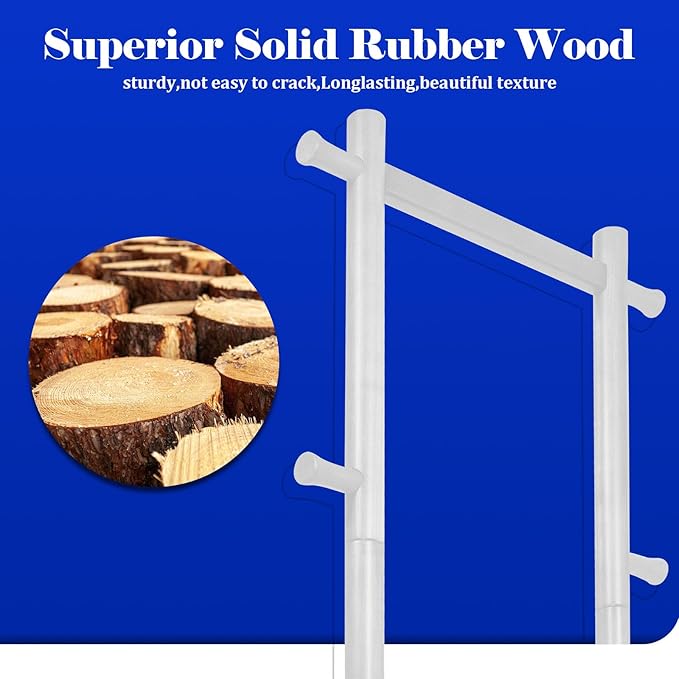 Wooden Coat Rack Stand,Heavy Duty Garment Rack with Shelves,Freestanding Clothes Rack Organizer for Entryway Bedroom Living Room(White)