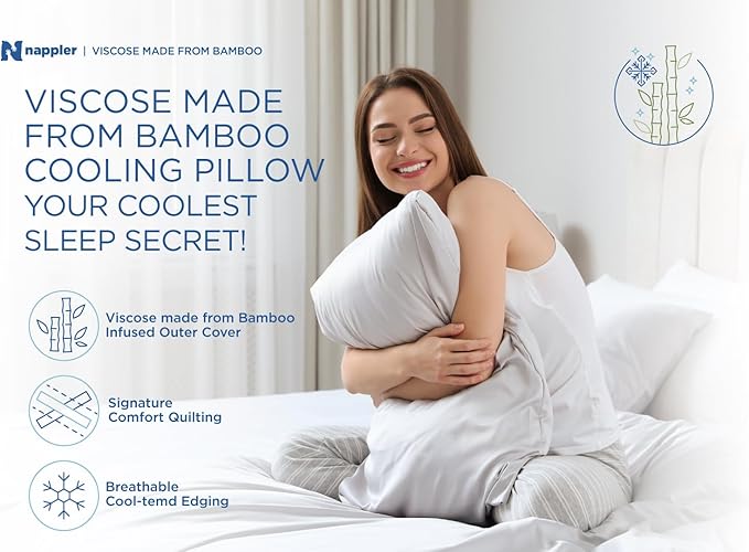 Cooling Pillow for hot Sleepers - Bed Pillows King Size Premium Set of 2 - Supportive Breathable Adjustable Shredded Memory Foam - Medium to Firm Pillows for Back, Stomach & Side Sleepers