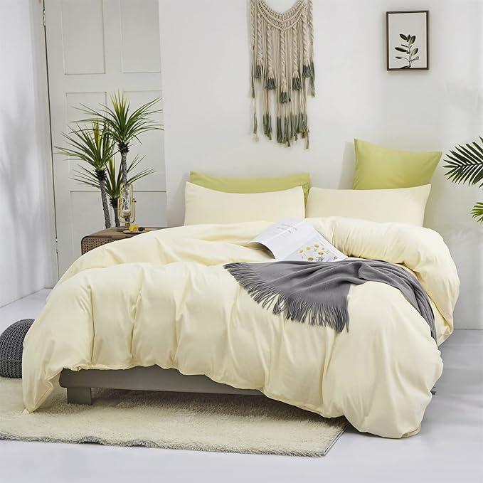 Cottonight Ivory Comforter Set Queen Beige White Bedding Comforter Set Full Off White Solid Blanket Quilts Cotton Modern Soft Breathable Modern Simple Ivory Bedding Set for Women Men Queen Bed