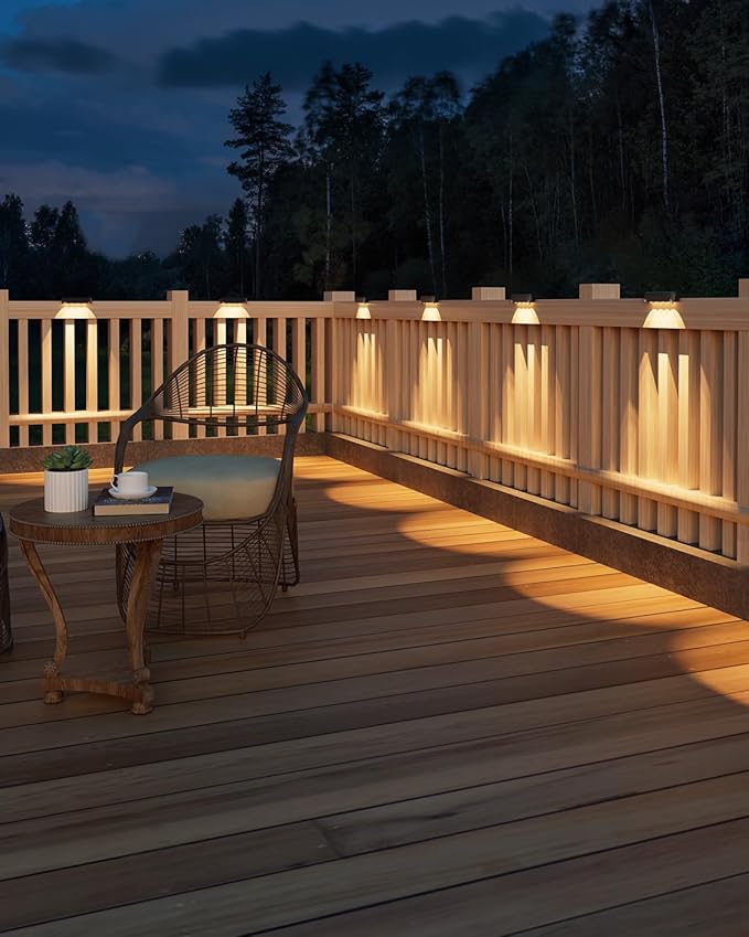 VOLISUN Solar Deck Lights 16 Pack, Warm White Glow LED Large Size Lamp, IP65 Waterproof Step Lights Outdoor for Deck, Step, Fence, Railing, Wall and Stairs(Black)