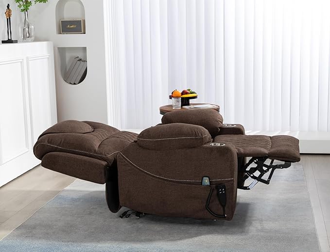 180 Degrees Lay Flat Lift Recliner Chair with Heat and Massage, Dual Motor Infinite Position Electric Power Lift Recliners for Elderly, Big Man Up to 400 LBS, Seniors, White