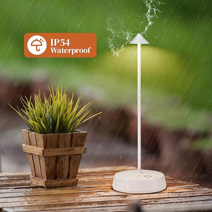 Cordless Table Lamp Rechargeable, Battery Operated 6000mAh Desk Lamp Touch Dimmable Lamp Outdoor Waterproof Portable Wireless Table Light, Small Table Lamp for Restaurant Bar/Outdoor (White)