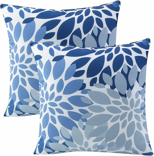 Set of 2 Waterproof Outdoor Throw Pillows with Inserts – 18x18 Inch Square Pillows for Patio Furniture, Garden Chairs, Couch, or Bench – Indoor/Outdoor Decorative Use