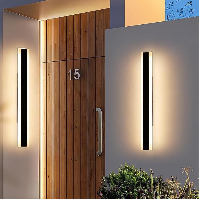 Modern 31.4inch Outdoor Wall Light, 3000K Black Acrylic Exterior Lighting Fixtures Wall Mount, Ip65 Waterproof Modern Porch Lights Outdoor Wall Sconce, Led Long Wall Lights for House Hard-Wired