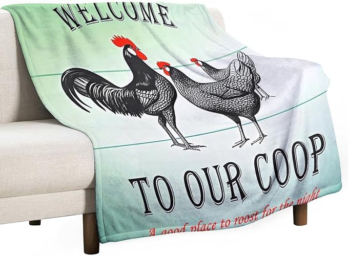 Welcome to Our Coop Chicken Funny Blanket Warm Soft Gifts for Family Friends Brother Sister 130x150cm(50x60in)