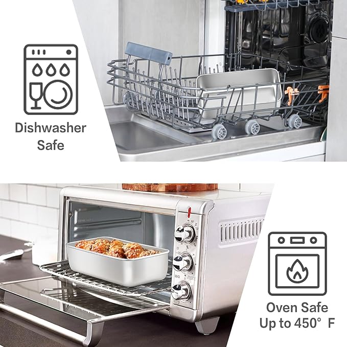 E-far 6 Pack Stainless Steel Loaf Pans, 9x5 Inch Bread Bread Pans, Metal Bakeware for Baking Bread Cake Meatloaf Brownies, Healthy & Non Toxic, Easy Release & Dishwasher Safe