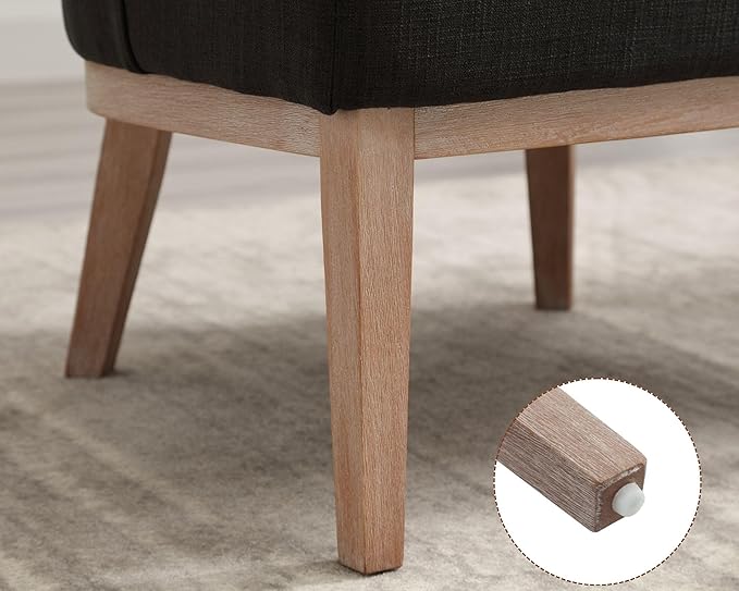 Barrel Chairs Set of 2 Mid Century Modern Accent Chair with Wooden Legs Upholstered Reading Arm Linen Fabric Waiting Room Round Side Chairs for Small Spaces Living Room Bedroom Office, Charcoal