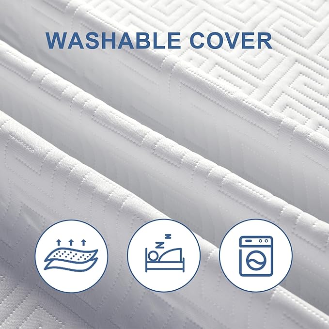 3 Inch Memory Foam Mattress Topper Queen, Memory Foam Pad with Removable & Washable Cover, Bed Topper for Back Pain, Non-Slip Ventilated Design, Queen Size