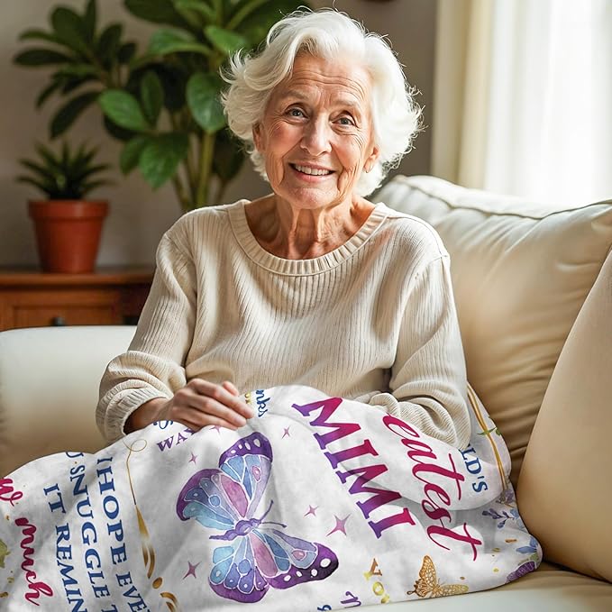 Mimi Gifts, Mimi Gifts for Grandma Blanket, Birthday Gifts for Mothers Day, Soft Blanket for Grandma from Grandkids, Grandmother Gift Ideas, Mimi Throw Blanket 60“x 50”