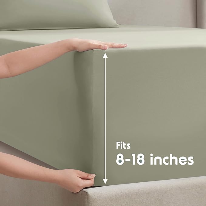 Nestl King Sheet Set - Luxury 1800 Ultra-Soft Microfiber King Bed Sheets - Double Brushed - Deep Pockets - Easy Fit - 4 Piece Set - Bedding Sheets & Pillowcases (King, Light Green)